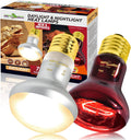 75W Reptile Heat Lamp Bulb, 2PCS Day & Night Basking Spot Light Combo Pack Includes Infrared Heat Lamp and UVA