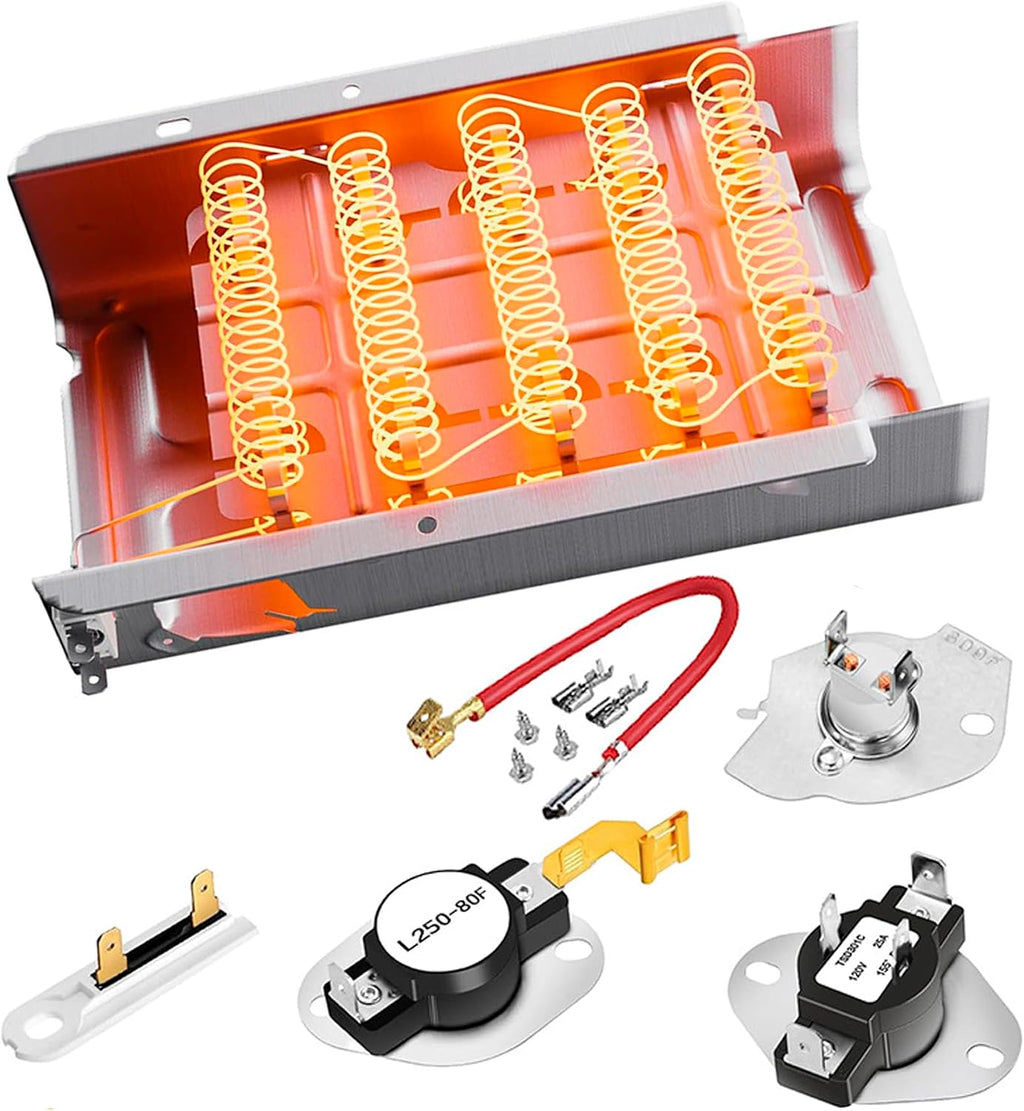 Upgraded Dryer Heating Element Replacement for Whirlpool LEQ7030KQ0 LEQ7030KQ1 LEQ7030KQ2 LEQ8000HQ0 LEQ8000HQ1 LEQ8000JQ0 LEQ8000JQ1 LEQ8000JQ2 LEQ8000JQ3 LEQ8000JQ4 LEQ8100KQ0 LEQ8100KQ1 LEQ8100KT0
