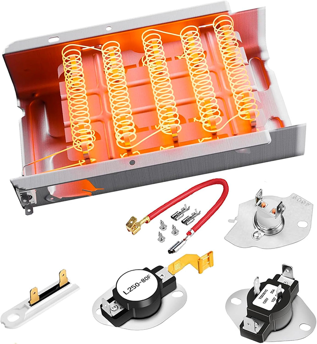Upgraded Dryer Heating Element Replacement for Whirlpool LEQ7030KQ0 LEQ7030KQ1 LEQ7030KQ2 LEQ8000HQ0 LEQ8000HQ1 LEQ8000JQ0 LEQ8000JQ1 LEQ8000JQ2 LEQ8000JQ3 LEQ8000JQ4 LEQ8100KQ0 LEQ8100KQ1 LEQ8100KT0