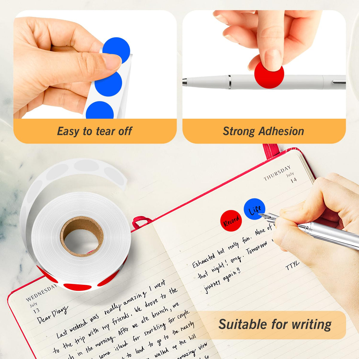 Red + Blue 0.75 inch Round Color Coding Circle Dots Labels in Box 2000pcs