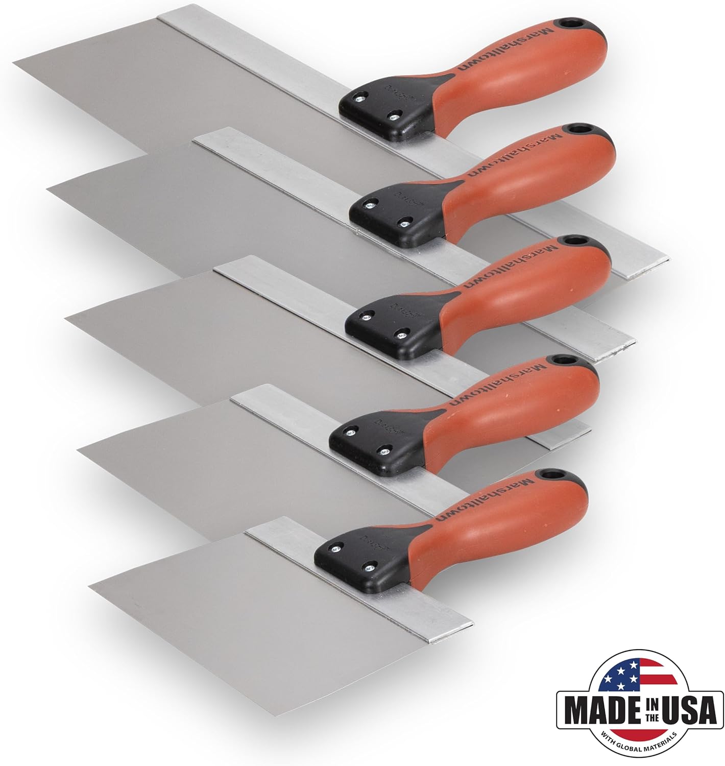 Drywall Taping Knife Set, 5 Piece, Mud Knife Tool Kit | Five Taping Knives, 6, 8, 10, 12, 14 Inch, Tempered Stainless
