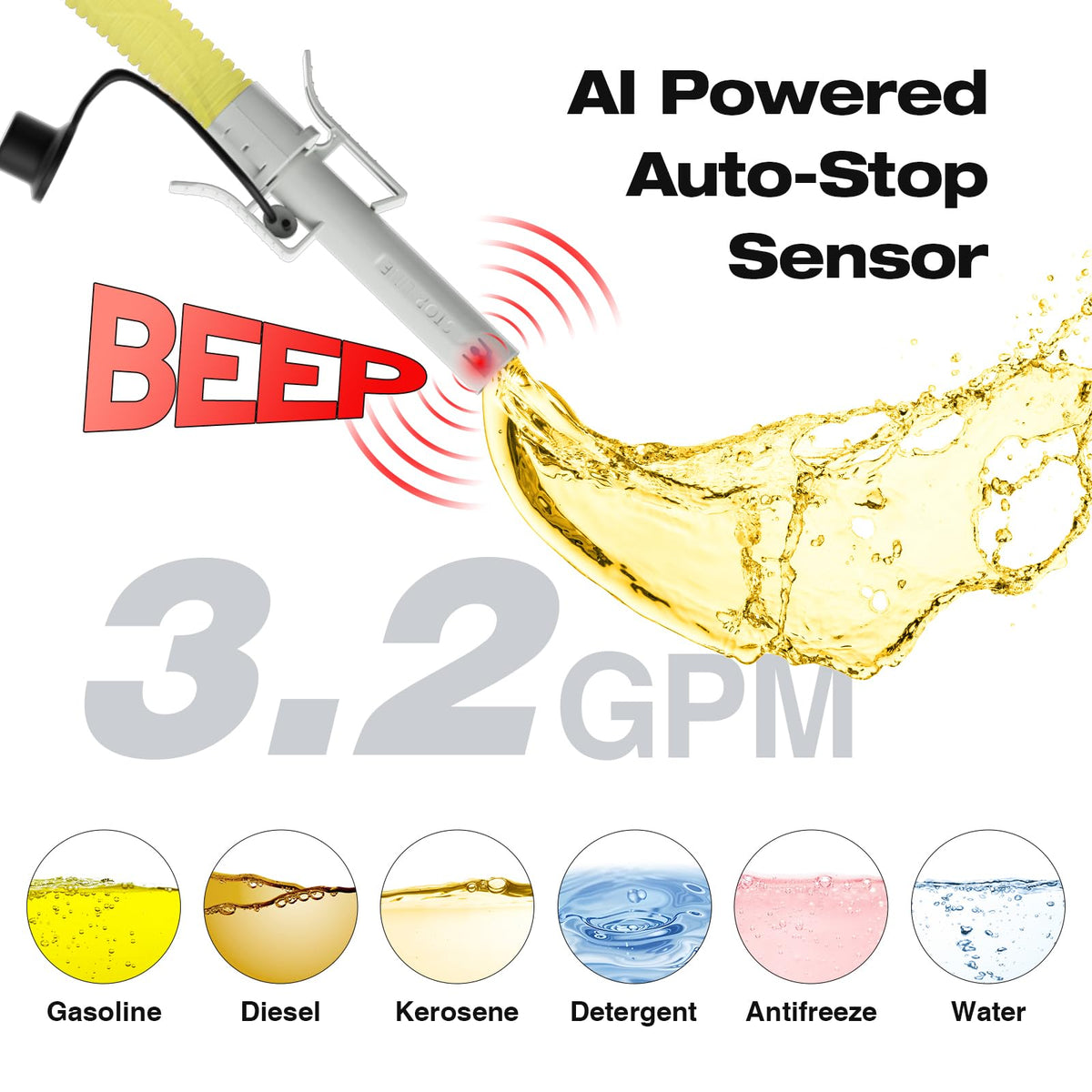 BuffVorce Fuel Transfer Pump, 3.2 GPM Gas Can Pump with Auto-Stop