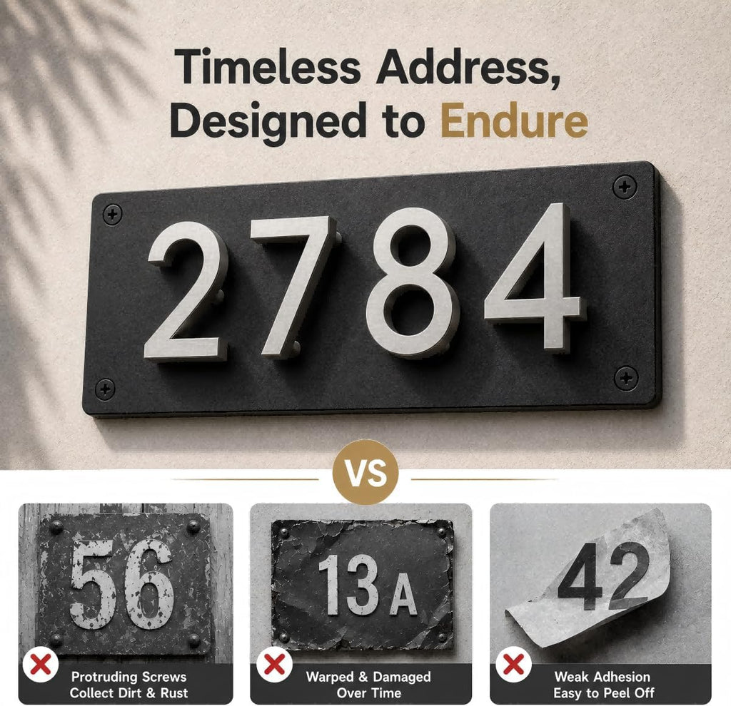 Custom House Numbers for Outside, Modern Address Plaque for House | 5in 3D Floating Numbers, 10mm Back Plate