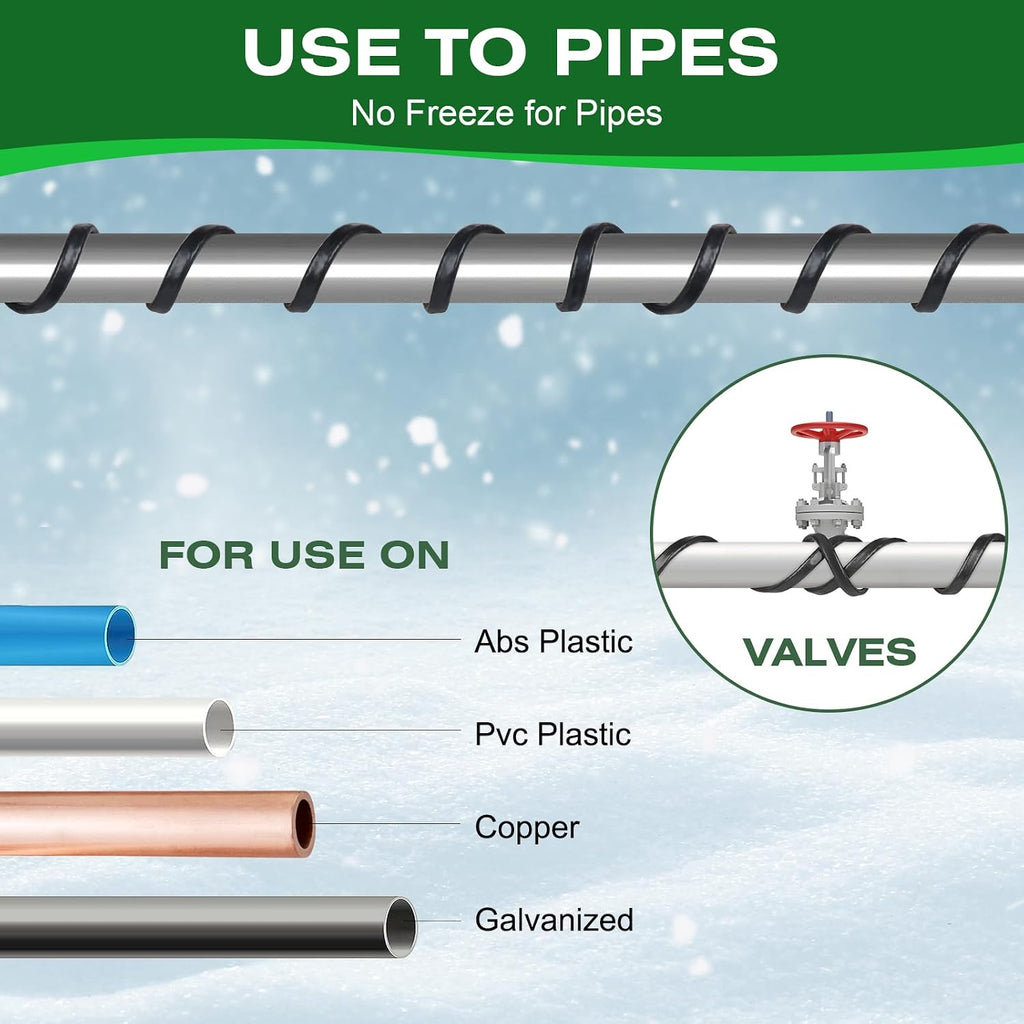 3FT-200FT Pipe Heating Cable for Water Pipes, Heat Tape for Water Pipe | Heat Cable for Water Pipes(Metal and