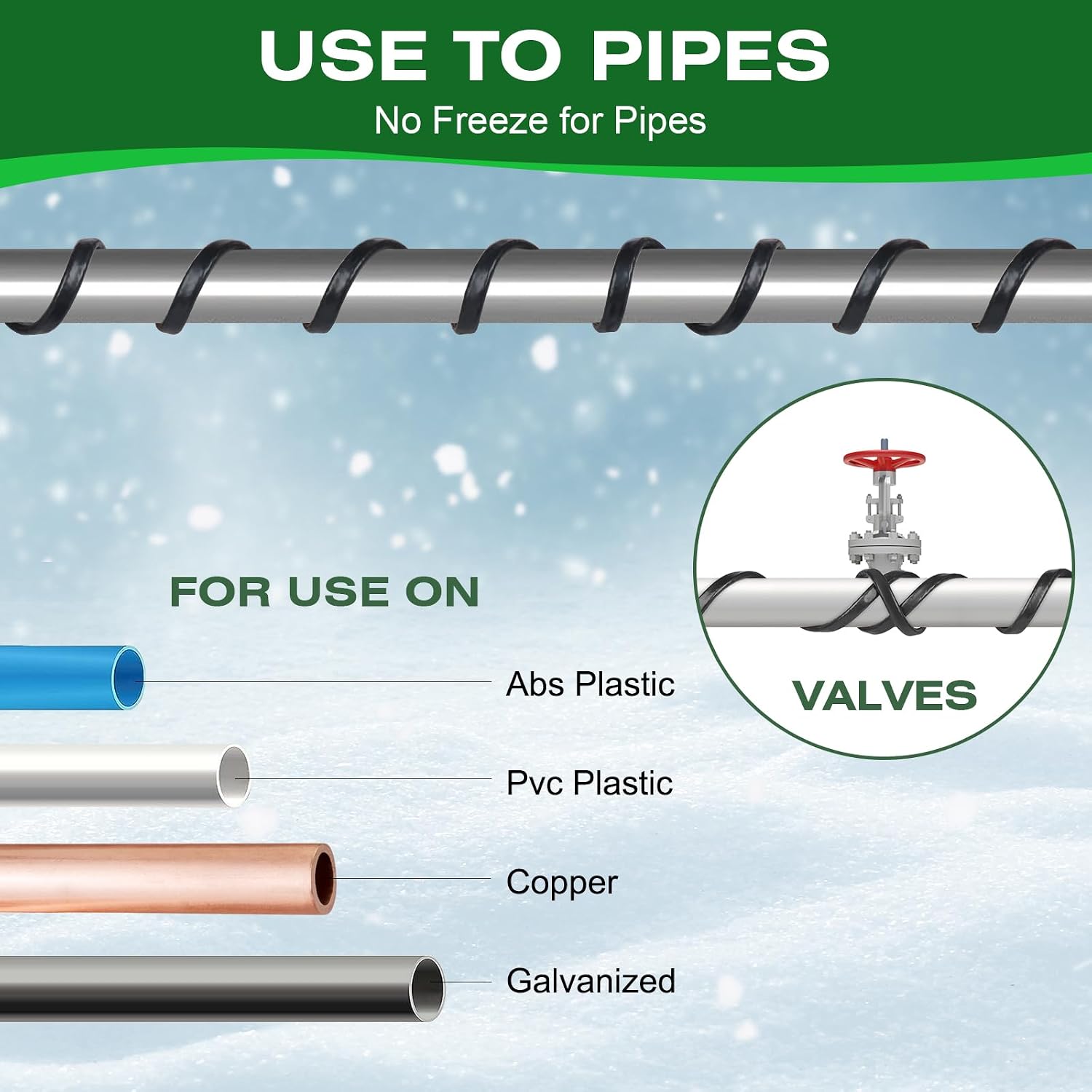 3FT-200FT Pipe Heating Cable for Water Pipes, Heat Tape for Water Pipe | Heat Cable for Water Pipes(Metal and