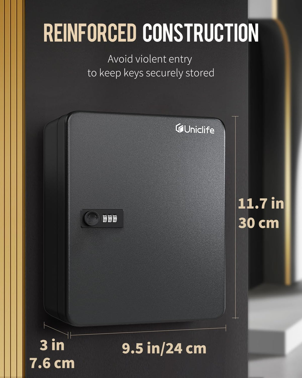 60 Position Key Cabinet with Combination Lock Resettable Black Digital Security Storage Box Steel Key Organizer with