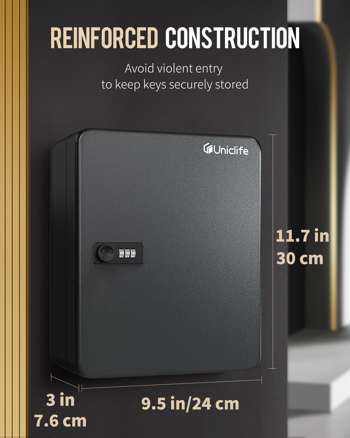 60 Position Key Cabinet with Combination Lock Resettable Black Digital Security Storage Box Steel Key Organizer with