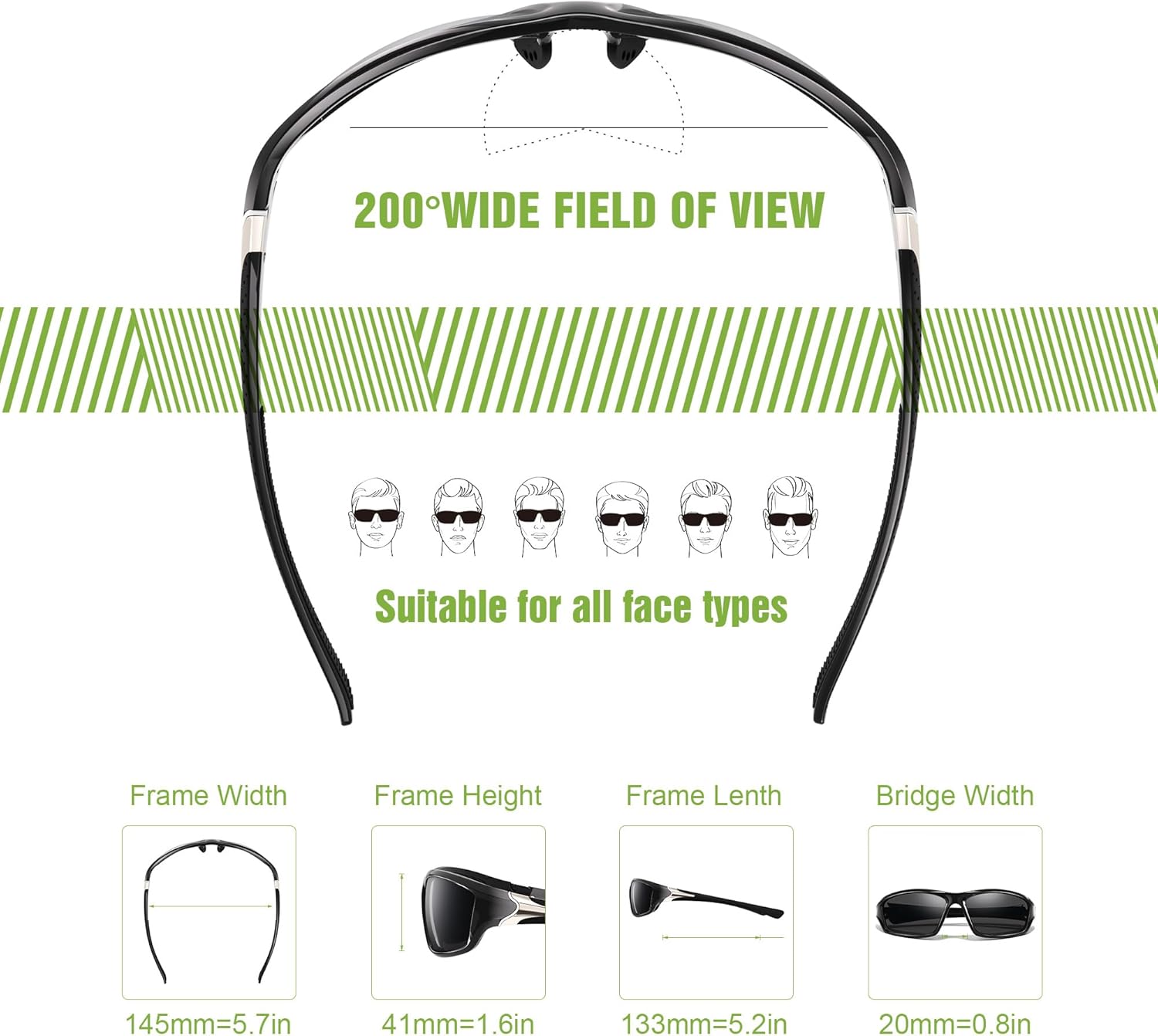 Polarized Sports Wrap Around Sunglasses Men Fishing Running Golf | Mens Womens Sunglasses Pack UV Protection for