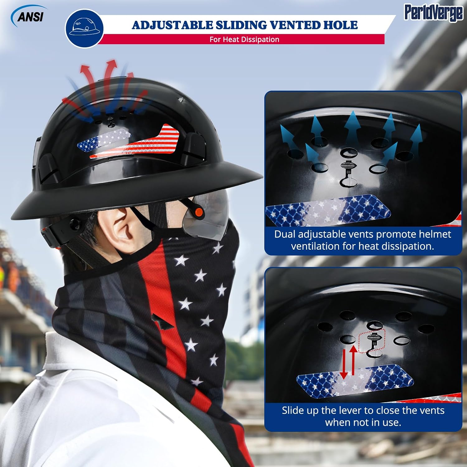 Full Brim Hard Hats Construction OSHA Approved with Visor-Construction Worker Helmet with Neck Gaiter with Ear