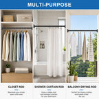 27.5-82" Closet Rod for Hanging Clothes with Wall Mount Brackets Adjustable