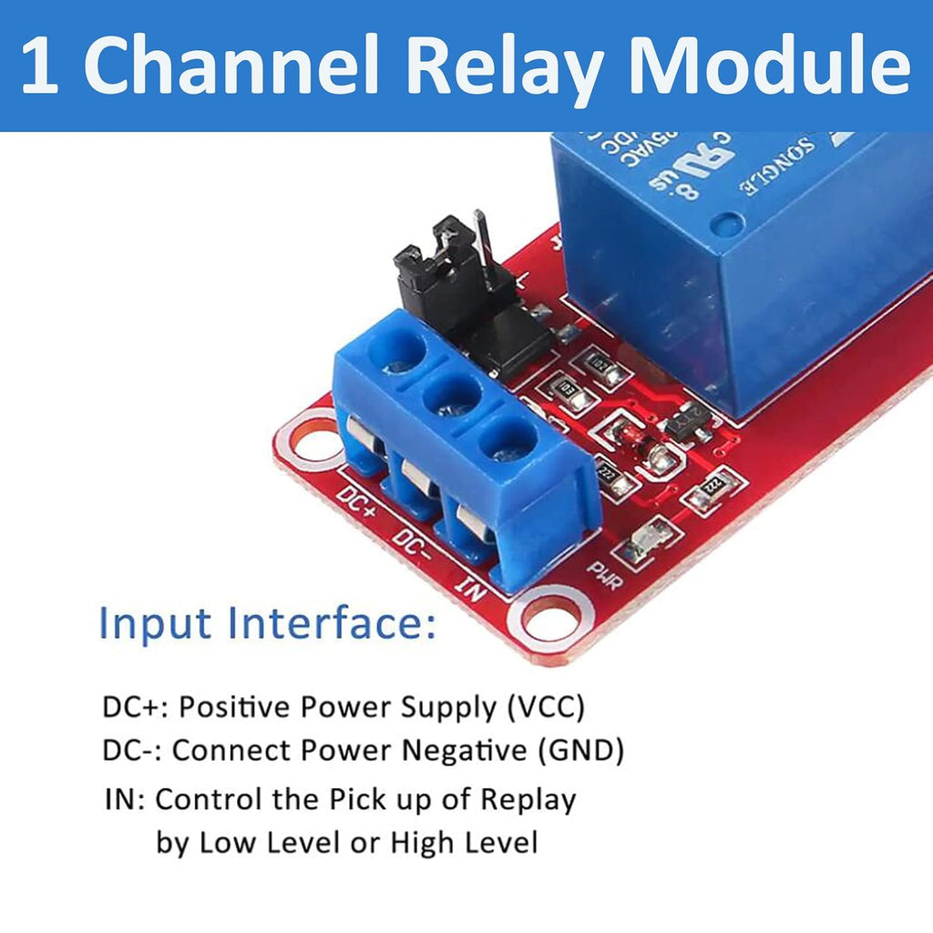 10pcs DC 5V Relay Module - 1 Channel Relay Switch Board with Optocoupler Isolation, High or Low Level Trigger