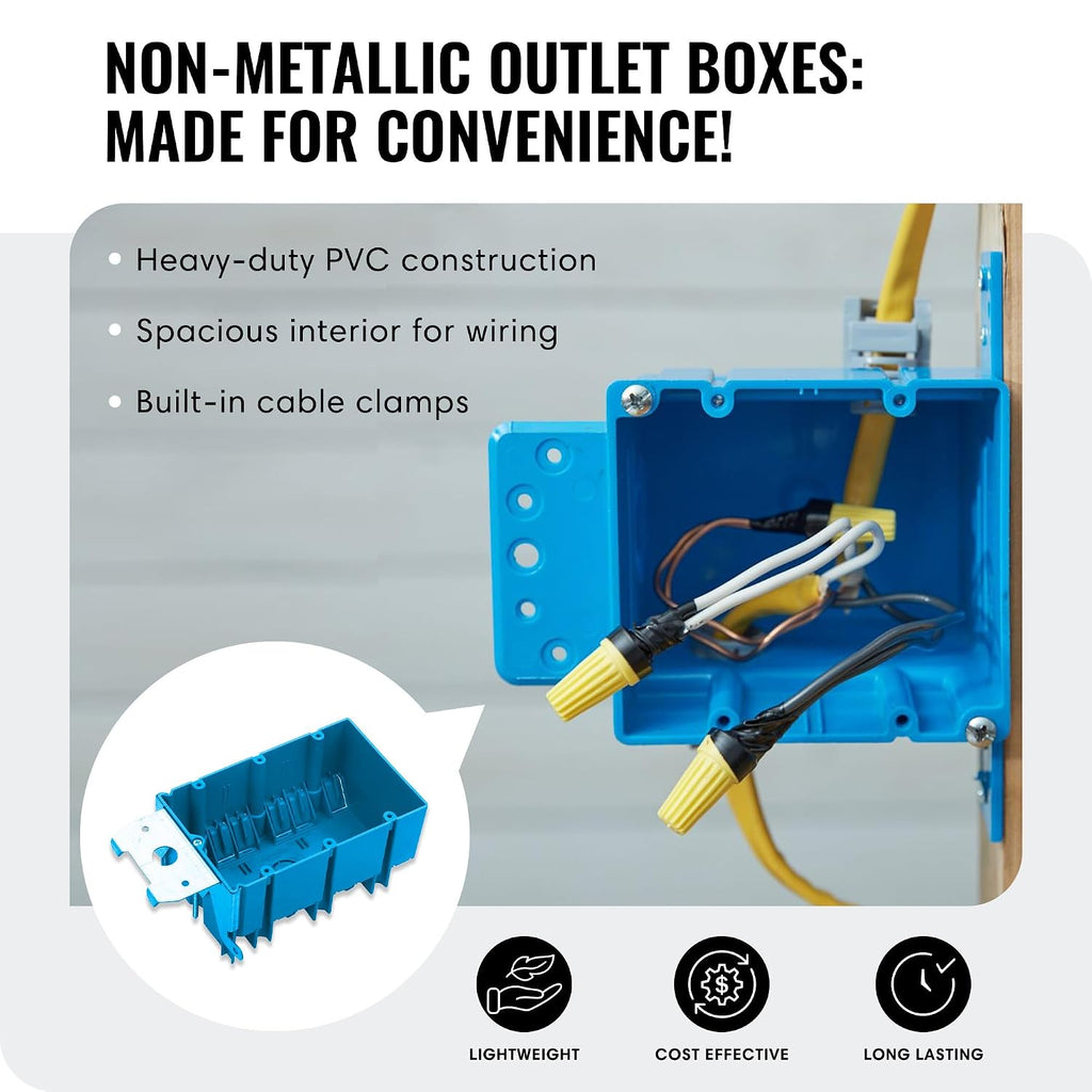 Select 24 Pack Remodel Plastic Ceiling Box 4 Inches Round PVC Old Work Electrical Box with Ground 18 cu in