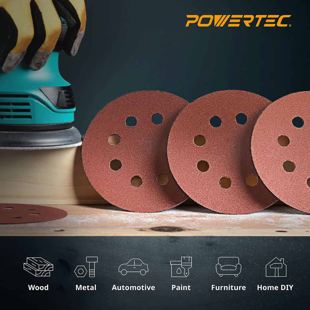 25PK, 40 Grits, Sanding Discs 5 Inch - Hook and Loop, 5 Inch 8 Hole Aluminum Oxide Sandpaper Discs, Woodworking