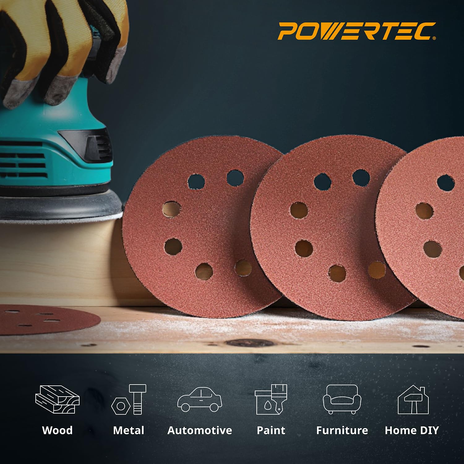 25PK, 40 Grits, Sanding Discs 5 Inch - Hook and Loop, 5 Inch 8 Hole Aluminum Oxide Sandpaper Discs, Woodworking