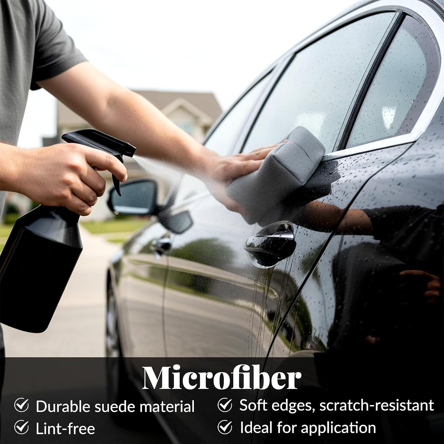 Suede Microfiber Applicator Pad Ceramic Coating Sponge Pad Suede Car Detailing Sponge Multi-Purpose Wax Applicator