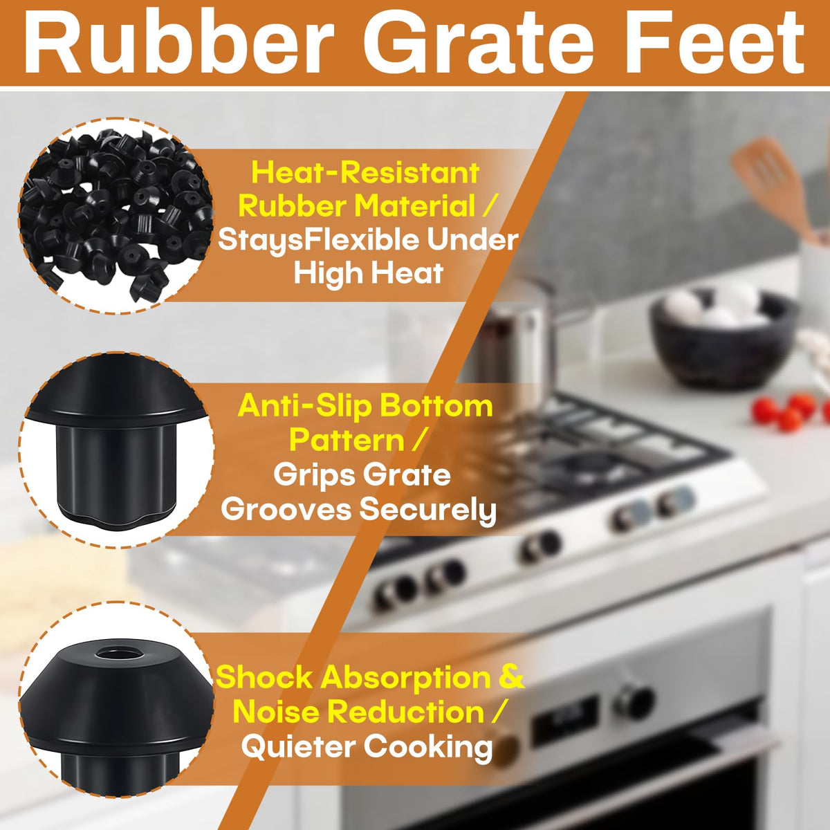 100-Pack 5304475129 Rubber Grate Feet for Gas Stove Top Grate