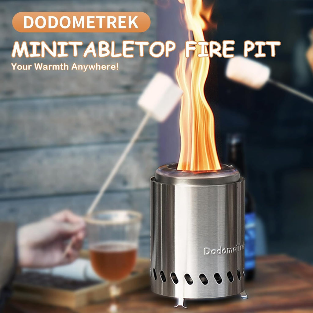 Tabel Top Fire Pit Mini, Portable Firepit Outdoor, 5.5 Inch Tabletop Firepit Stainless Steel