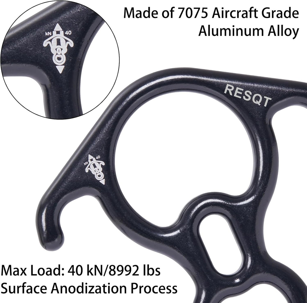 40KN Rescue Figure 8 Descender, Large Bent-Ear Belaying and Rappelling Gear Belay Device for Rock Climbing Peak