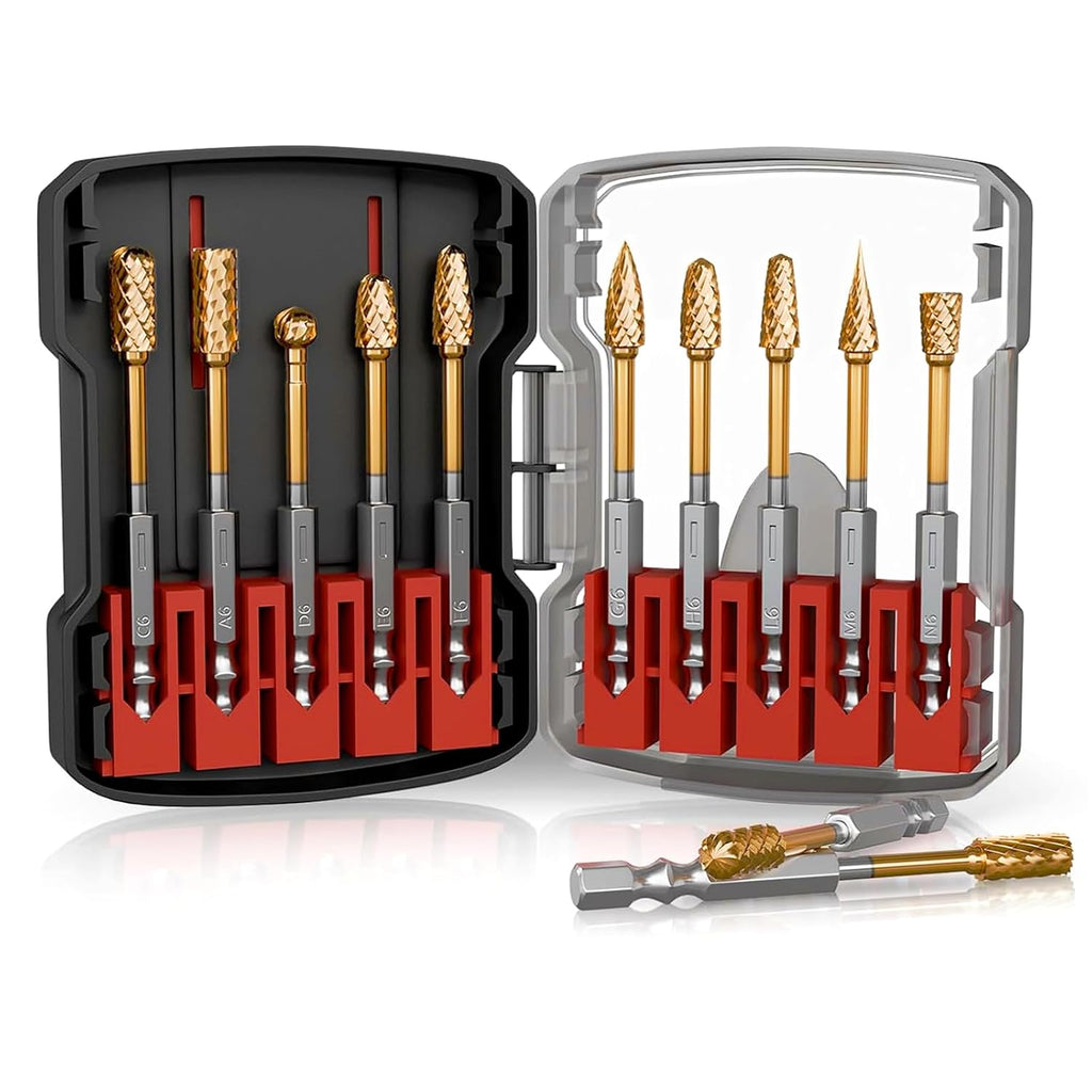 CATITO 10Pcs Carbide Burr Set with 1/4" Quick-Change Shank