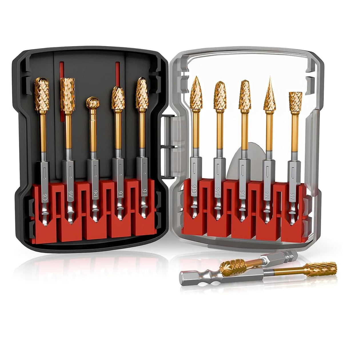 CATITO 10Pcs Carbide Burr Set with 1/4" Quick-Change Shank