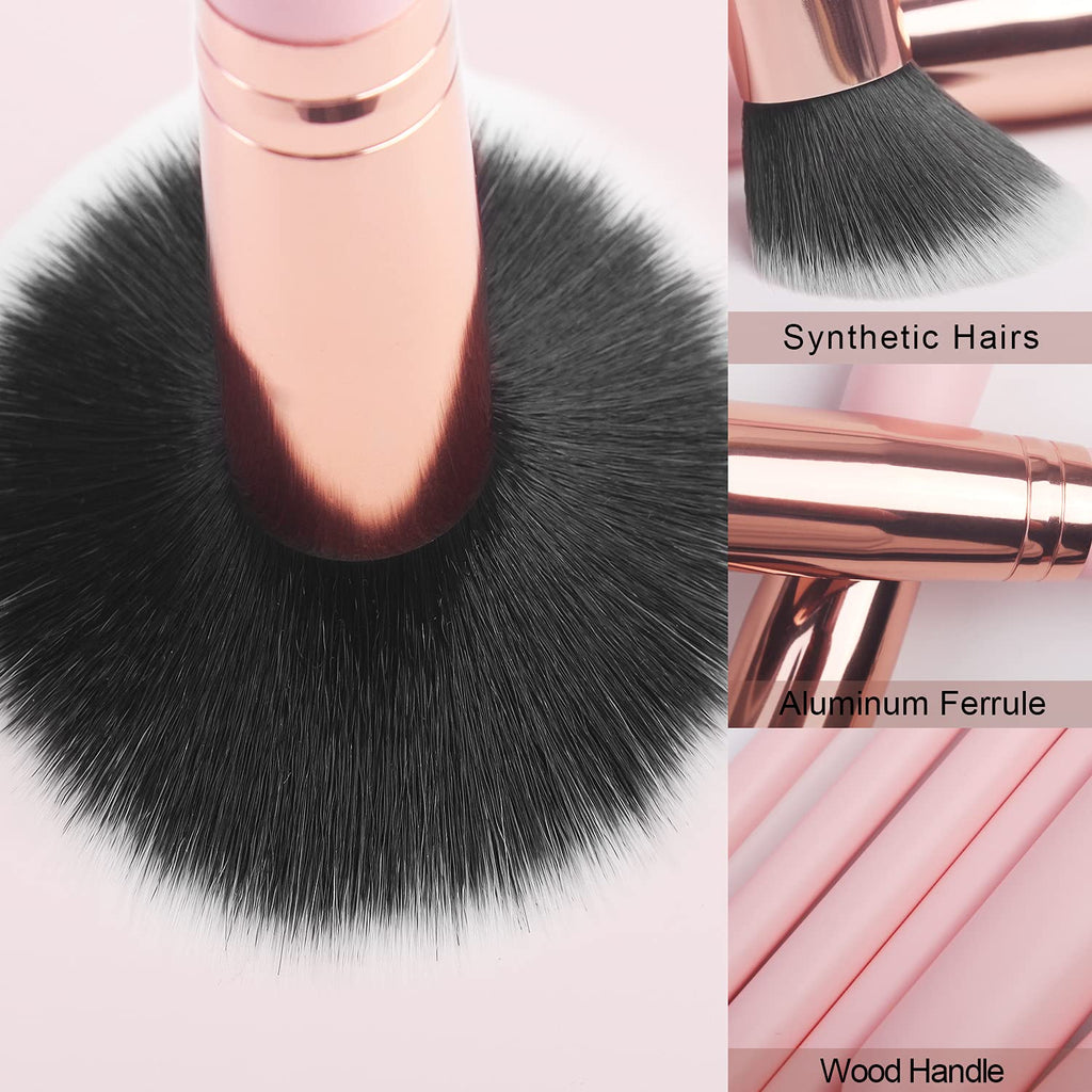 Makeup Brush Set 16 Pcs with 1 Eyebrow Razor Premium Synthetic Foundation Powder Concealers Eyeshadow Blush Makeup