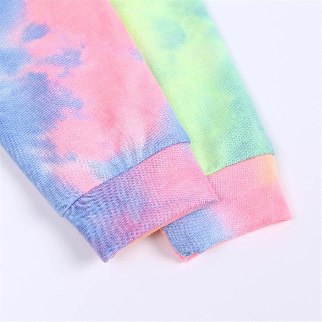 Kids Girls Boys Sweatshirt 2PCS Pullover Hooded Toddler Long Sleeve Tie Dye Sweater & Pants Outfits Set Fall Clothes