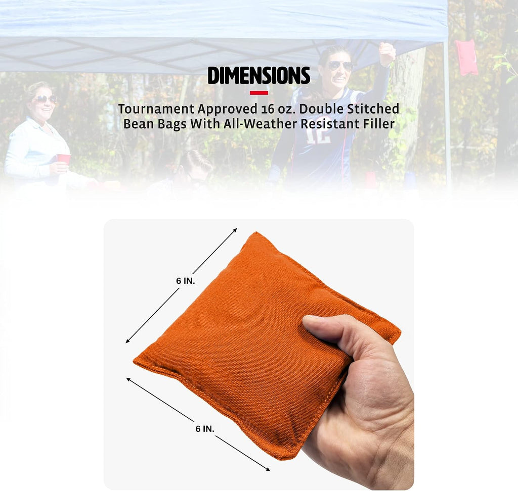 Regulation Size Cornhole Bags - Set of 4 Premium Bean Bag Toss Bags - 16oz Official Weight