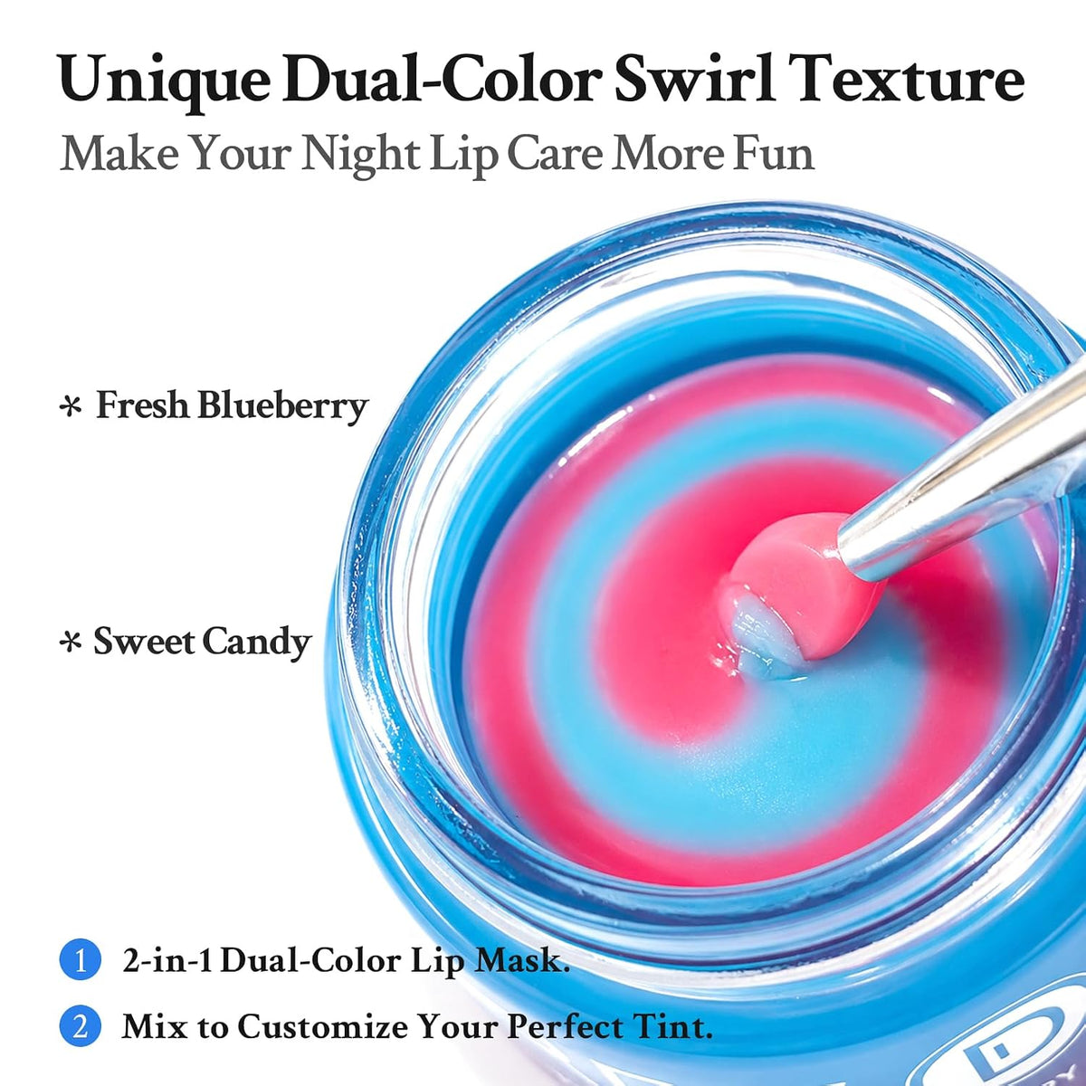 Blueberry Lip Mask Overnight, Swirl Lip Sleeping Mask -12g