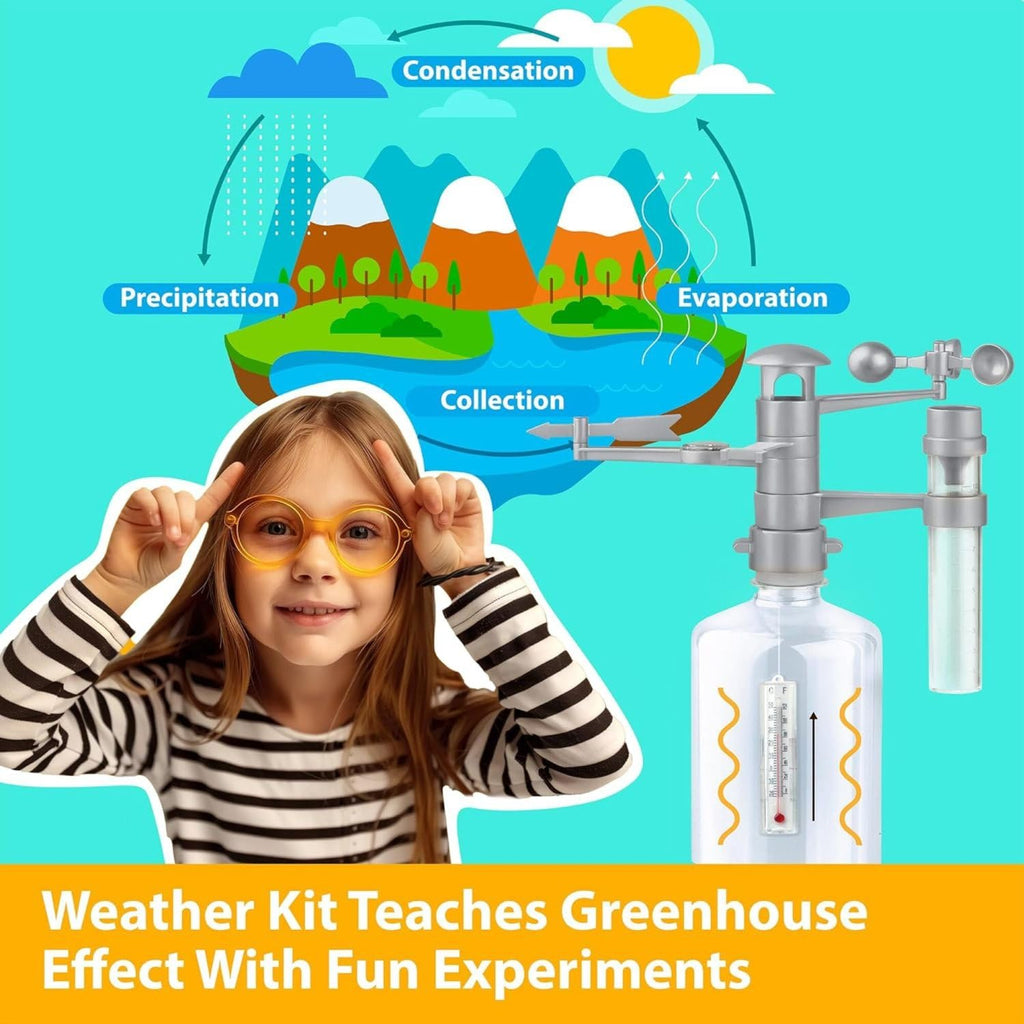 Green Science Weather Station - DIY Mini Observatory & STEAM Science Kit | Build an anemometer, rain gauge and
