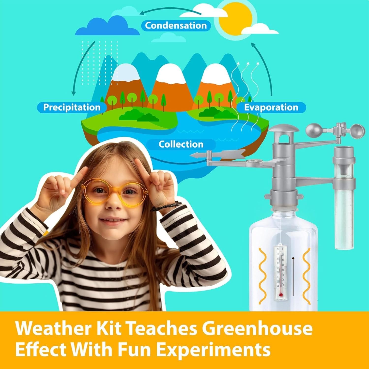 Green Science Weather Station - DIY Mini Observatory & STEAM Science Kit | Build an anemometer, rain gauge and