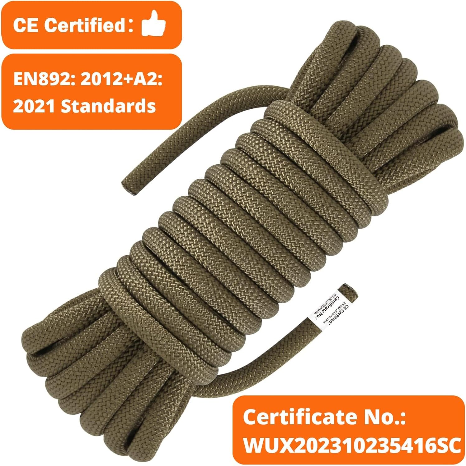10.5 mm Static Climbing Rope 10M(32ft) 20M(64ft) 30M(96ft) 50M(160ft) 70M(230ft) Outdoor Rock Climbing Rope, Escape