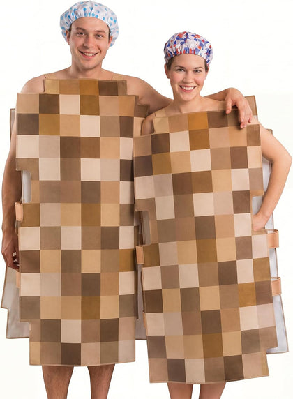 2 Pcs Halloween Adult Mosaic Cosplay Couple Costume Novelty Funny Sponge Mosaic Costume for Halloween Party Cosplay