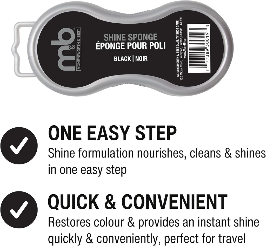 M&B Shine Sponge, Shoe Polish for Leather Footwear, Shoe Shine Sponge, Shoe Accessories, Black