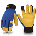 Kids Leather Work Gloves, Touchscreen Safety Glove Age 3-6, Blue, S