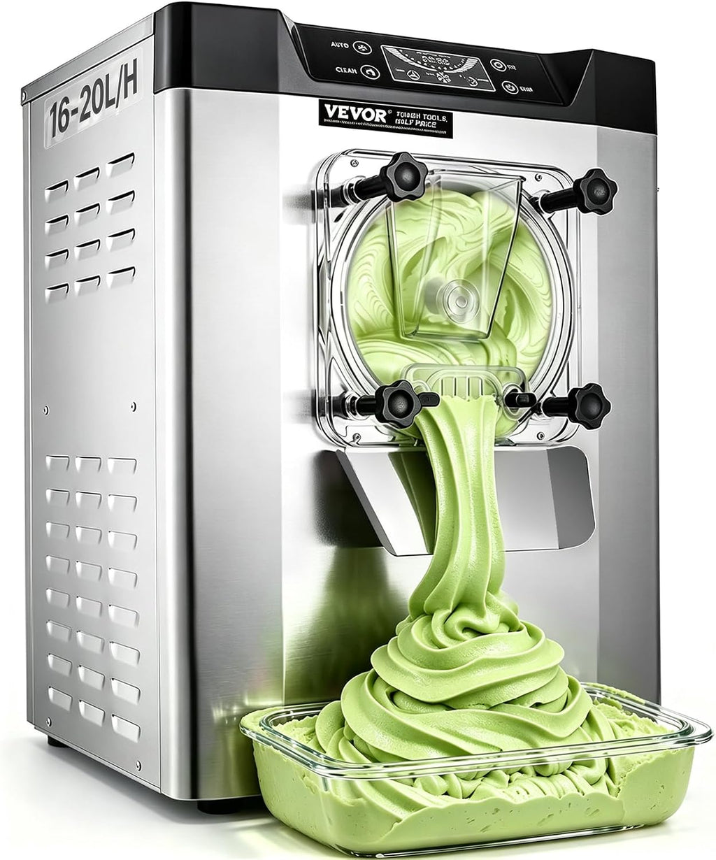 Commercial Ice Cream Machine 1400W 20/5.3 Gph Hard Serve Ice Cream Maker with LED Display Screen Auto Shut-Off Timer