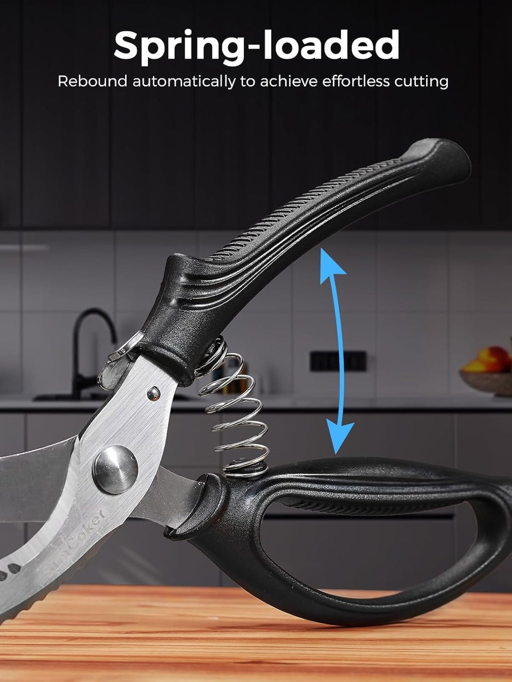 Poultry Shears, Heavy Duty Kitchen Shears With Anti-Slip Handle & Safety Lock, Poultry Scissors for Meat, Chicken