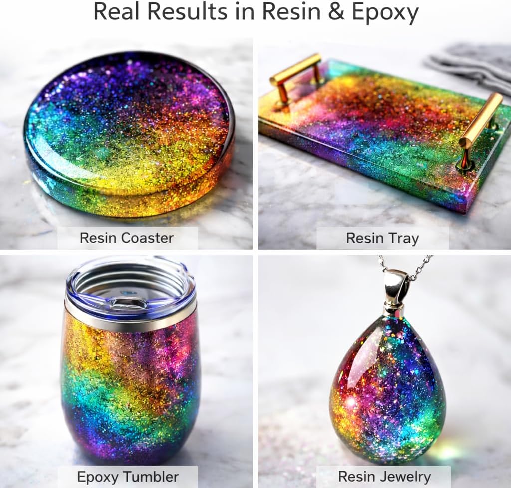 Chameleon Mica Powder, 8 Jars of Color Shift Mica Set - Epoxy Resin Color Pigment - Chameleon Powder Glitter