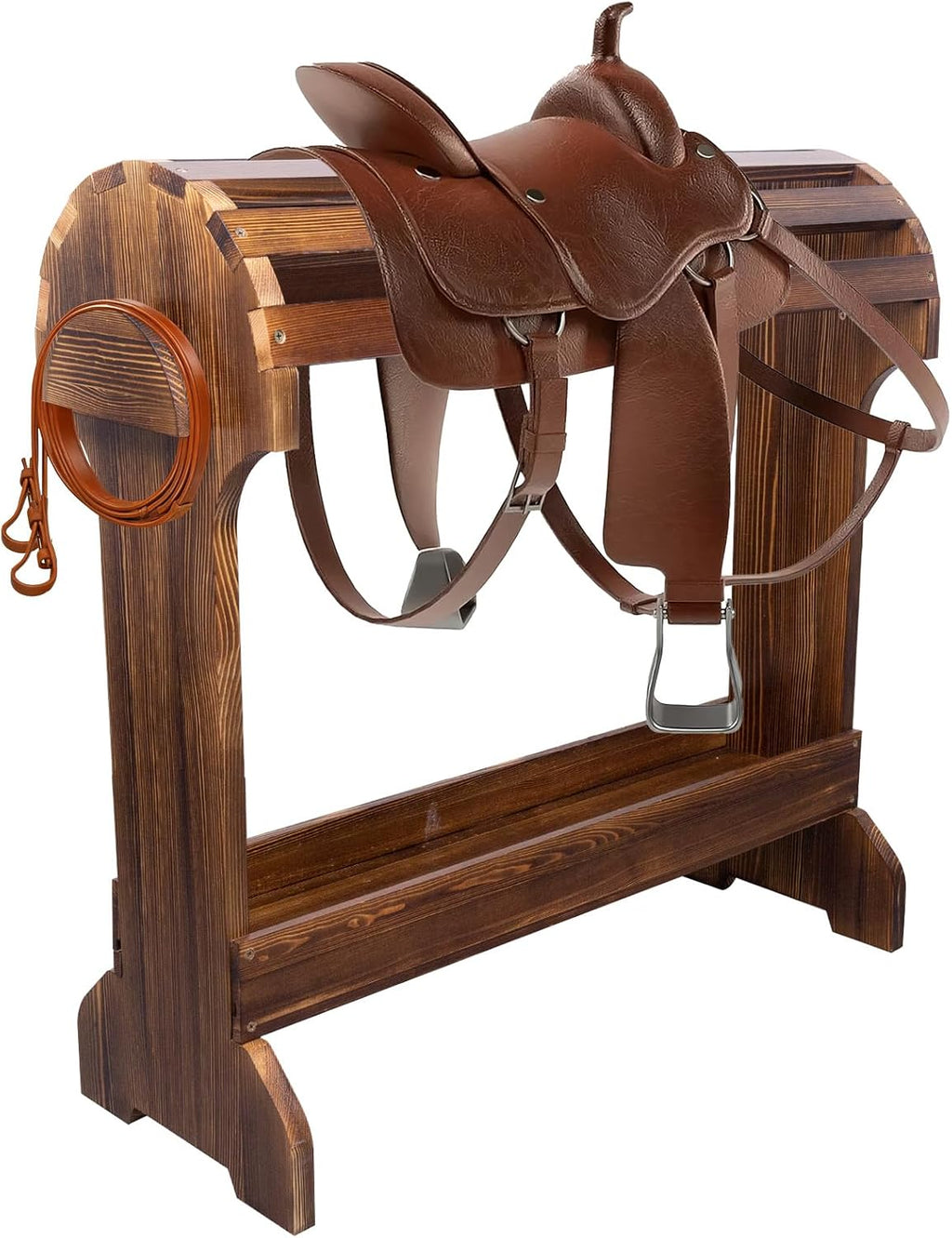 Large Wood Saddle Rack with Curved Top Surface,Bridle Rack & Heavy-Heavy Duty Saddle Stand,Suitable for Displaying