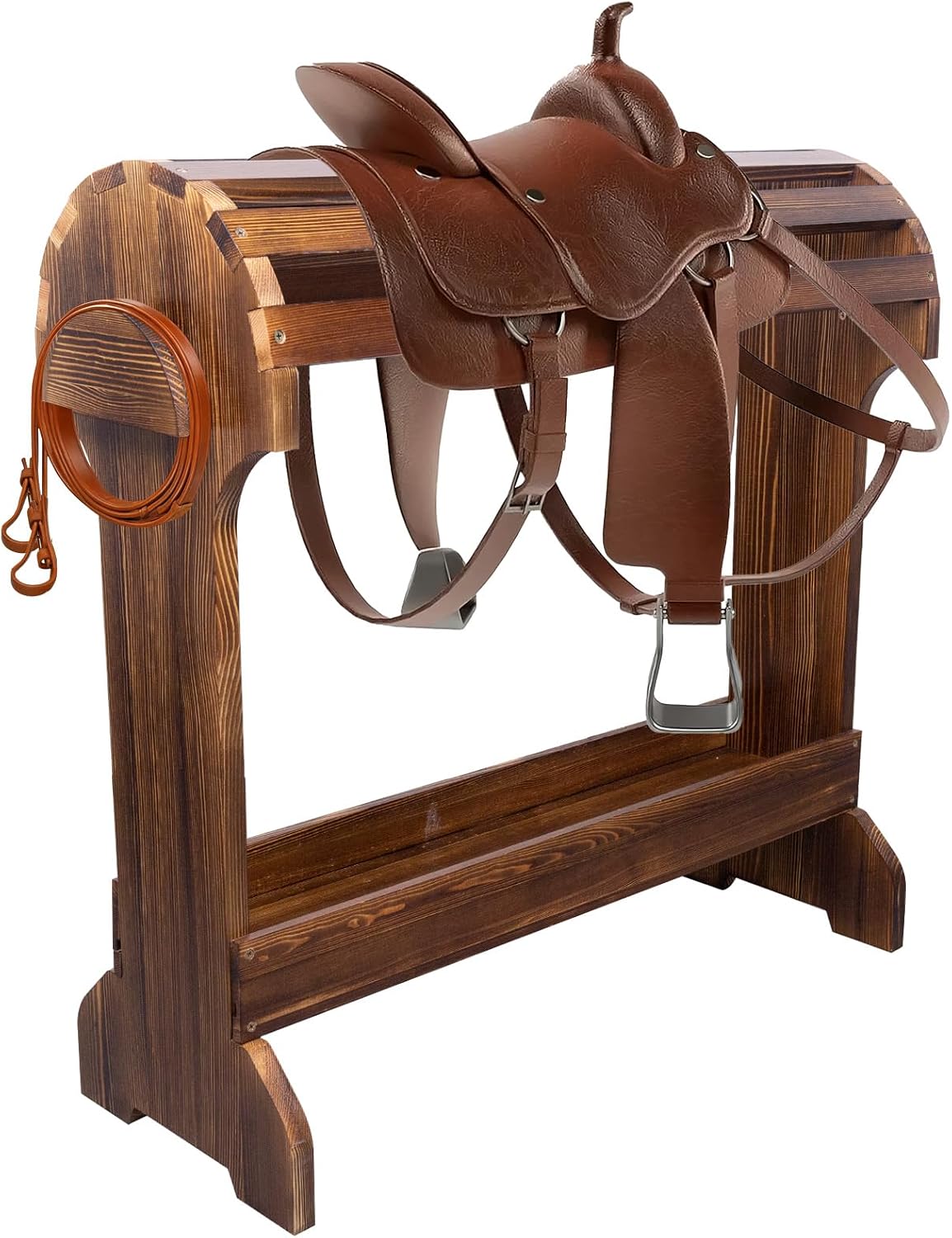 Large Wood Saddle Rack with Curved Top Surface,Bridle Rack & Heavy-Heavy Duty Saddle Stand,Suitable for Displaying
