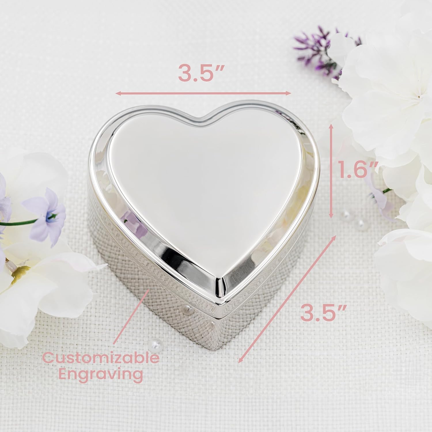 Personalized Baptism Jewelry Box, Heart Keepsake