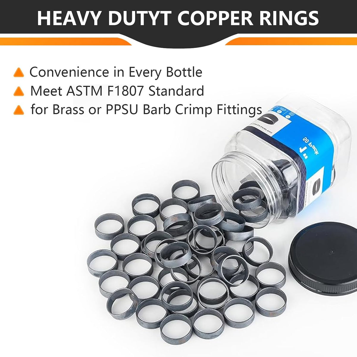 50PC HeSun 1" Bottled PEX Copper Ring, PEX-B Crimp Ring(CLAMP023-50)