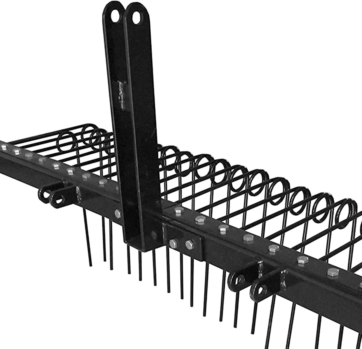 Steel Spring Coil Tine Tow Behind Landscape Rake for Leaves, Pine Needles, Straw, and Grass with 3 Point Hitch
