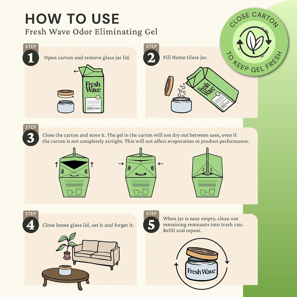 Odor Removing Gel 4-Pack Glass Jar & 63oz Refill, Original