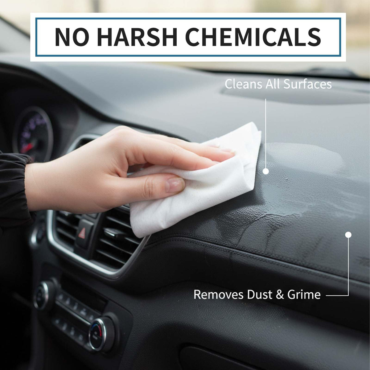 Car Cleaning Wipes, Multipurpose Vehicle Interior Surface Wipes, Soft Disposable Cleaning Cloth for Car Dashboard