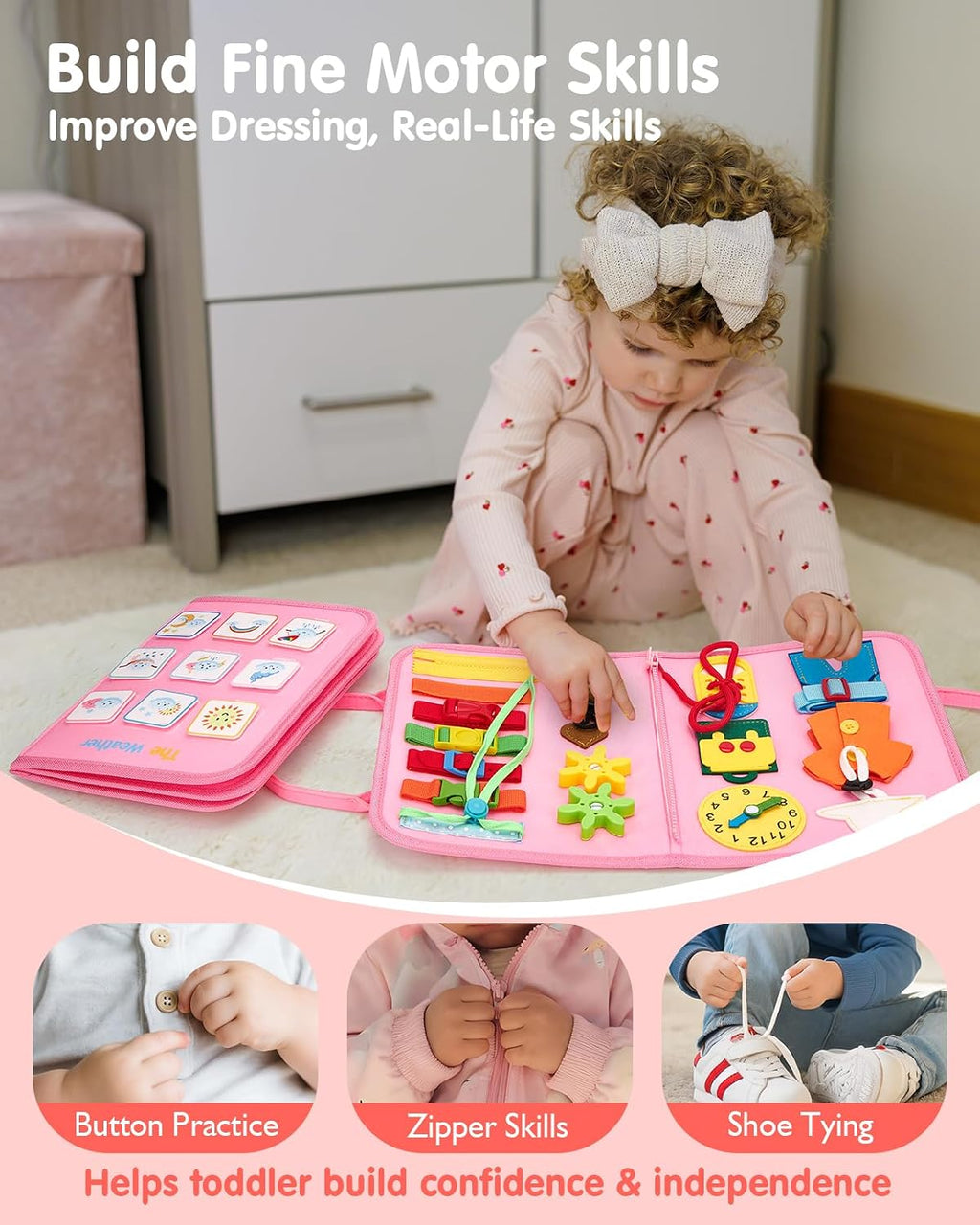 Busy Board Montessori Toys Busy Book Toddler Girl Gifts Travel Toy | Toddlers Educational Learning Toys with Life