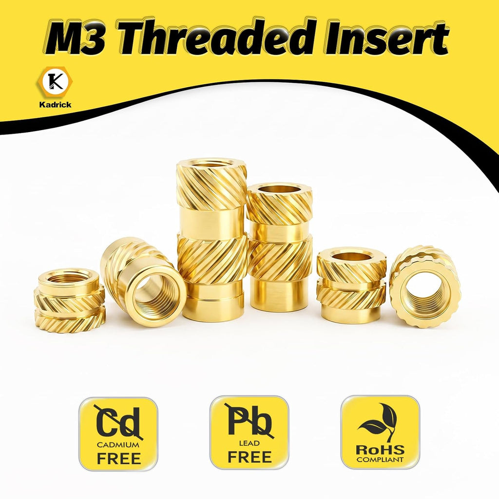 KADRICK 300PCS M3 Heat Set Inserts Kit,M3*(3mm-10mm)*4.5mm with Insert Tip
