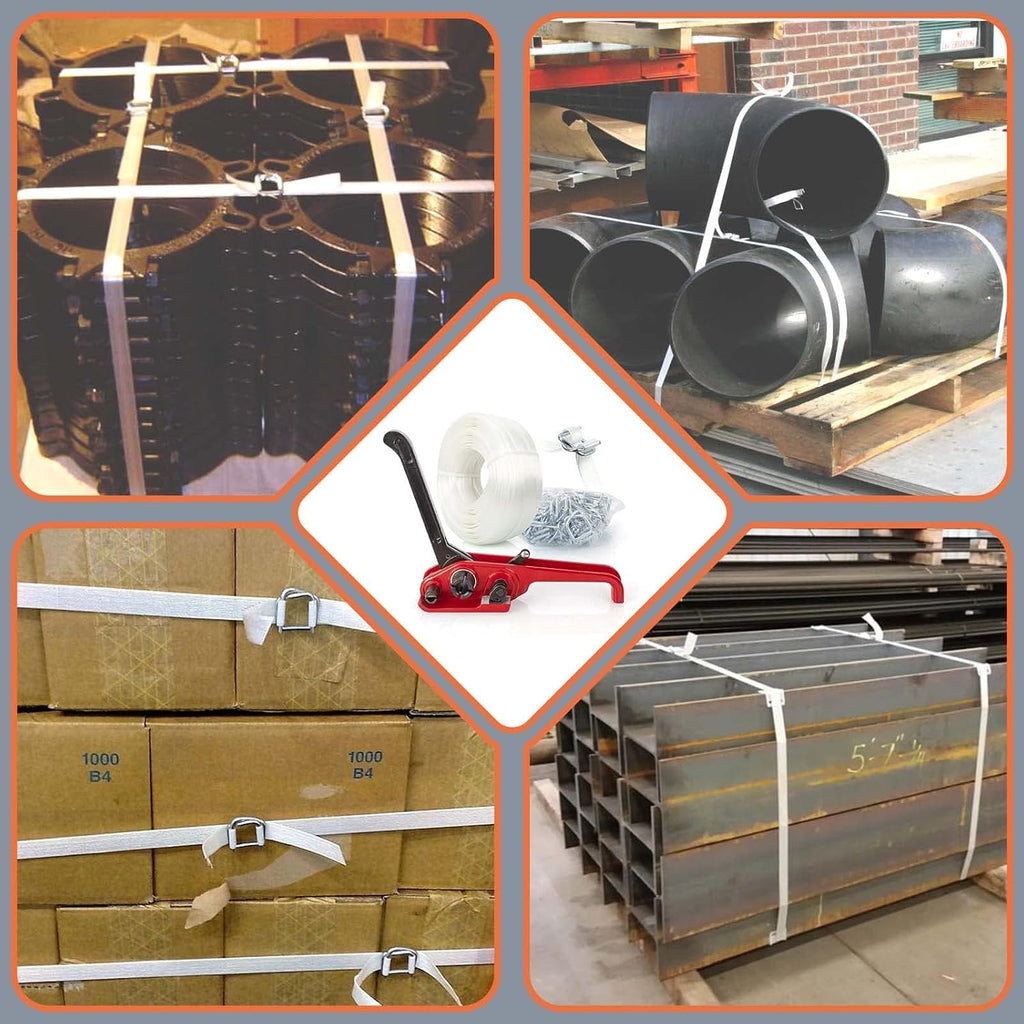 Heavy Duty Packing Strapping kit, Pallet Packing Strapping Tool, 3/4" x 320' Woven Cord Strapping Set, 2000 lbs Break