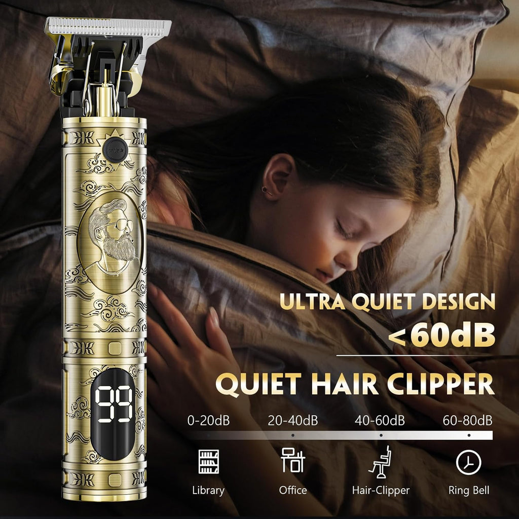 Hair Clippers for Men, Professional Hair Trimmer Zero Gapped T-Blade Trimmer Cordless Rechargeable Edgers Clippers