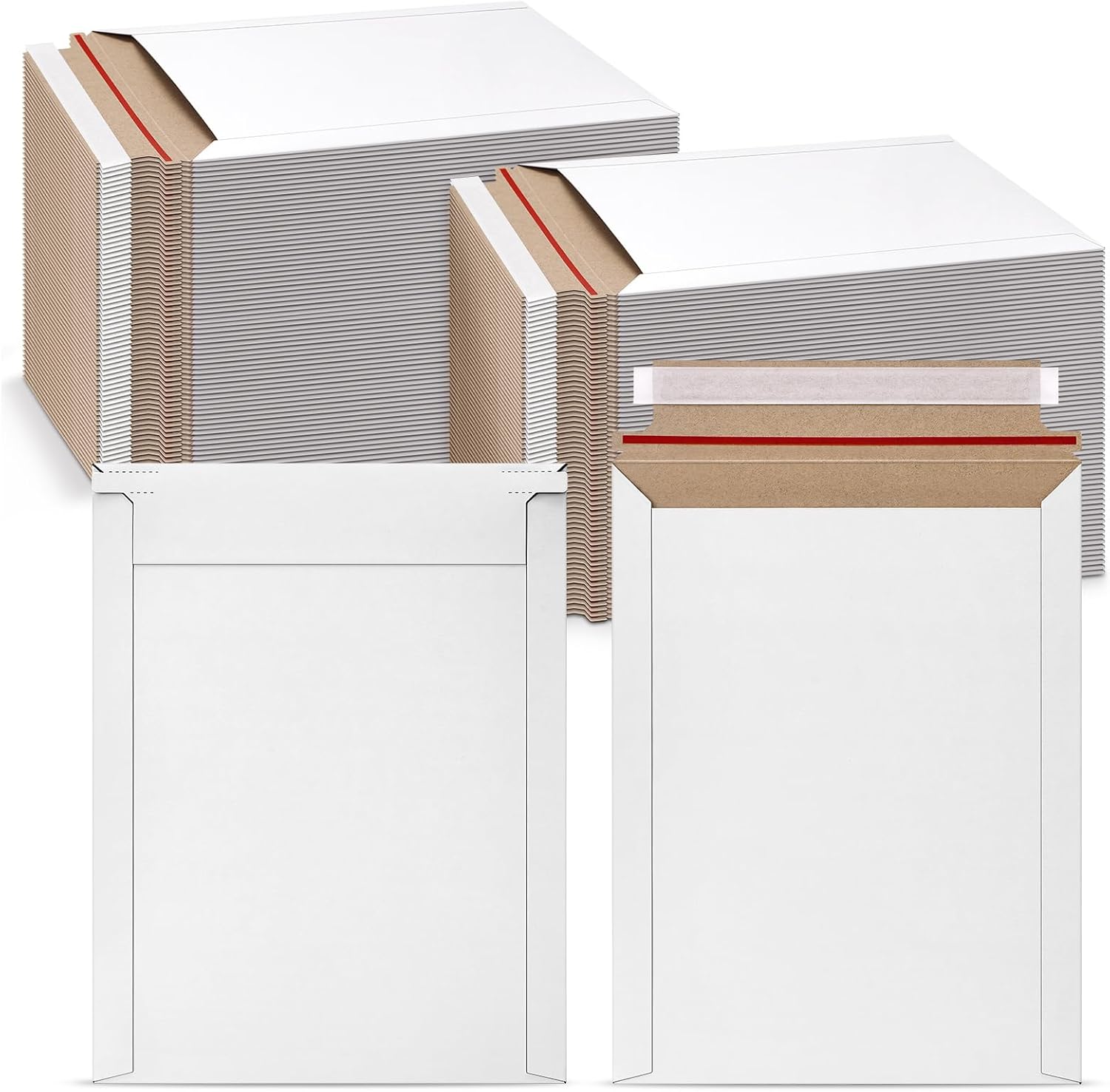 50 Pack White Rigid Mailers, 9"x12" Self Seal Document Mailer Stay Flat Cardboard Mailers Shipping Envelopes for