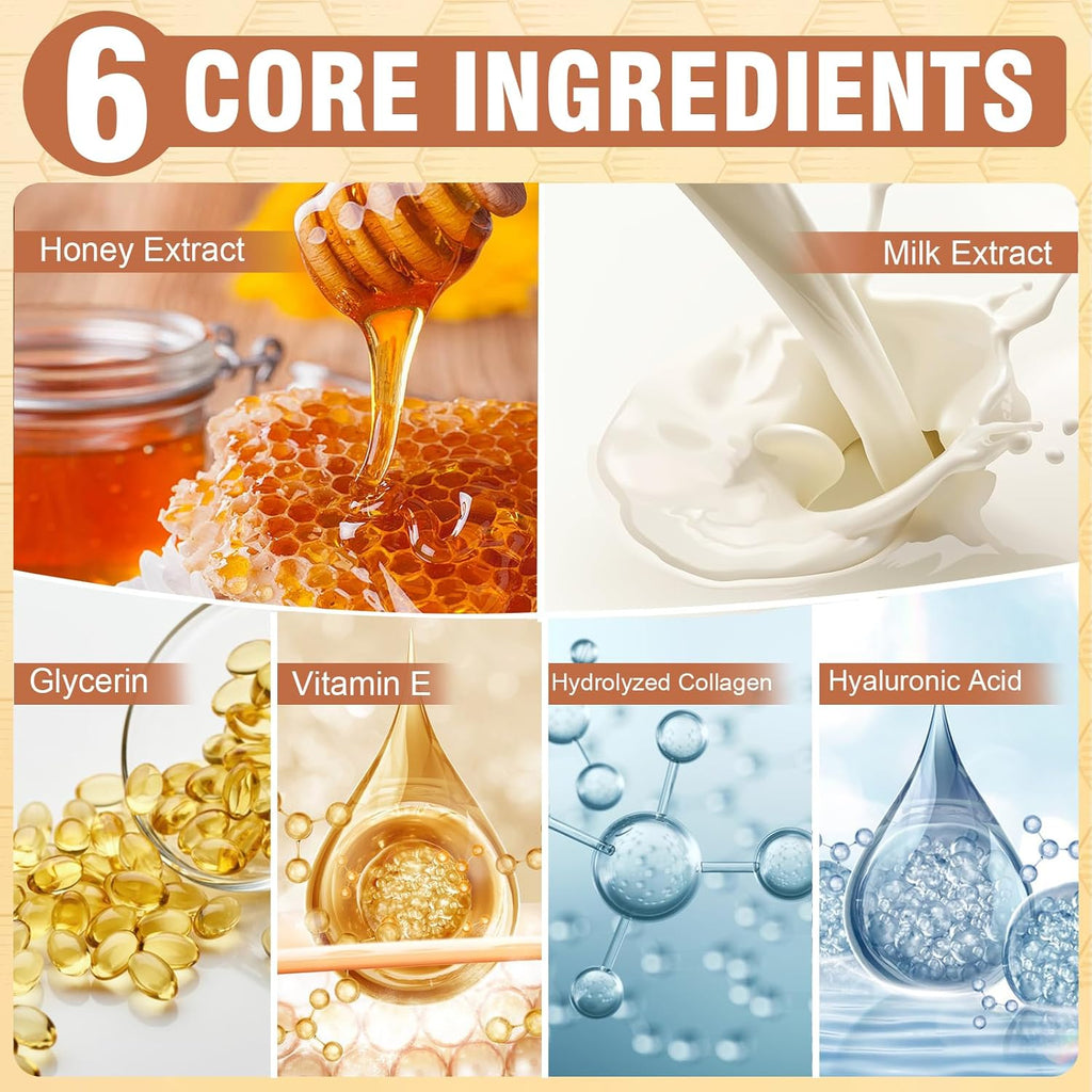 Hydrating Hand and Foot Mask with Honey & Milk, Vitamin E | Moisturizing Socks for Dry, Cracked Heel, Foot Spa, Honey